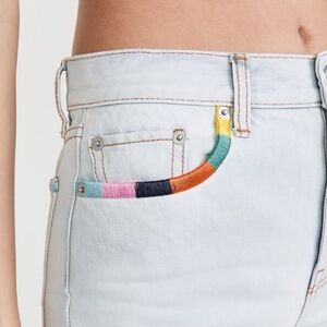 Something Navy Embroidered Straight Leg Denim  Embroidered Straight